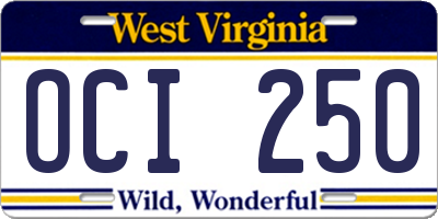 WV license plate OCI250