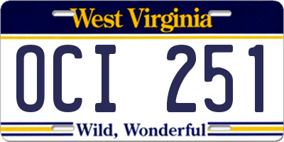 WV license plate OCI251