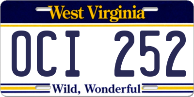 WV license plate OCI252