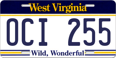 WV license plate OCI255