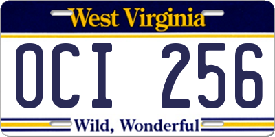 WV license plate OCI256