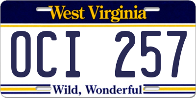 WV license plate OCI257