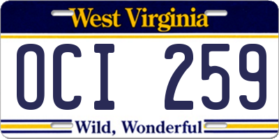 WV license plate OCI259
