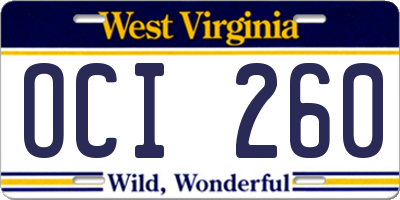 WV license plate OCI260