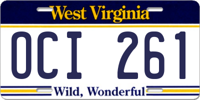 WV license plate OCI261