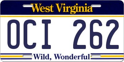 WV license plate OCI262