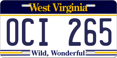 WV license plate OCI265