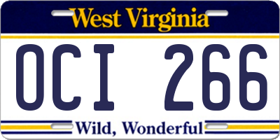 WV license plate OCI266