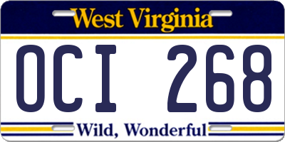 WV license plate OCI268