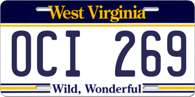 WV license plate OCI269