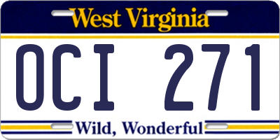 WV license plate OCI271