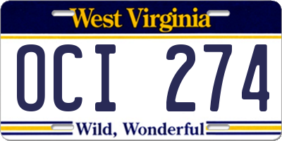 WV license plate OCI274