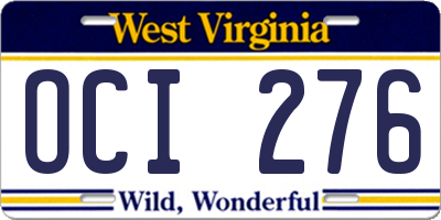 WV license plate OCI276