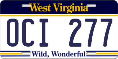 WV license plate OCI277