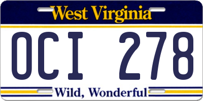 WV license plate OCI278