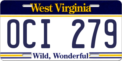 WV license plate OCI279