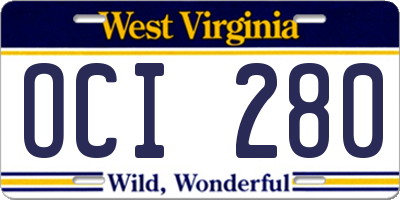 WV license plate OCI280