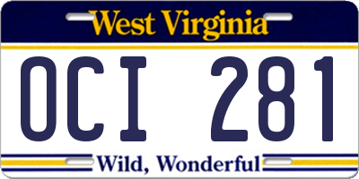 WV license plate OCI281