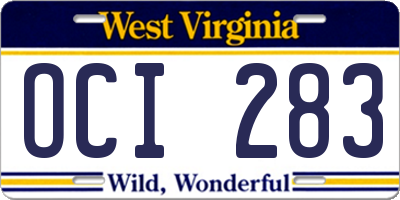 WV license plate OCI283