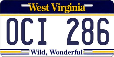 WV license plate OCI286