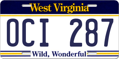 WV license plate OCI287