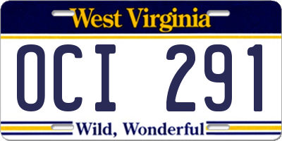 WV license plate OCI291