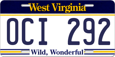 WV license plate OCI292
