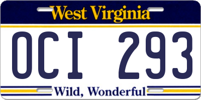 WV license plate OCI293