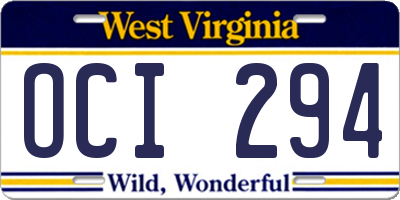 WV license plate OCI294