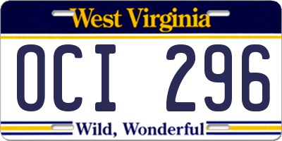 WV license plate OCI296