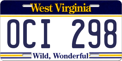WV license plate OCI298