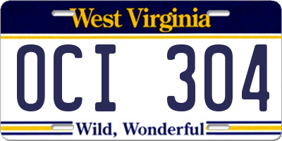 WV license plate OCI304
