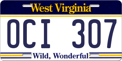 WV license plate OCI307