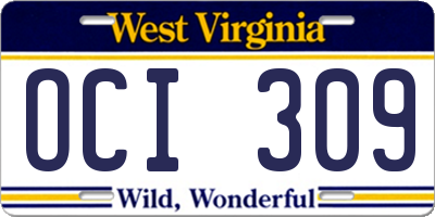 WV license plate OCI309