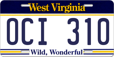 WV license plate OCI310
