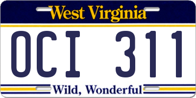 WV license plate OCI311