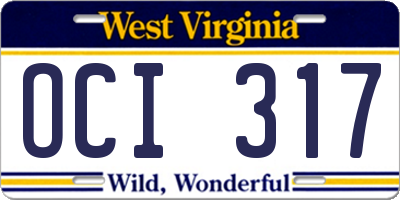WV license plate OCI317