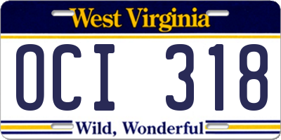 WV license plate OCI318