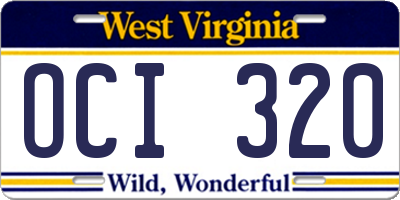 WV license plate OCI320