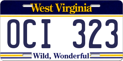 WV license plate OCI323