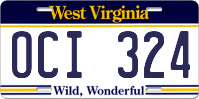 WV license plate OCI324