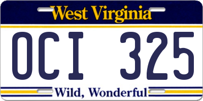 WV license plate OCI325