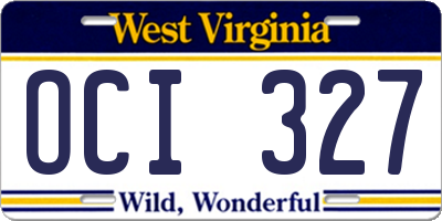 WV license plate OCI327