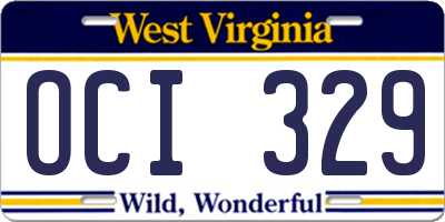 WV license plate OCI329