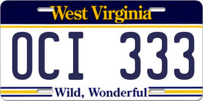WV license plate OCI333
