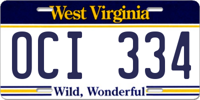 WV license plate OCI334