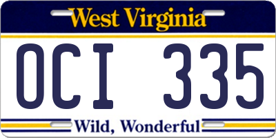WV license plate OCI335