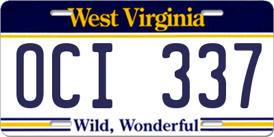 WV license plate OCI337