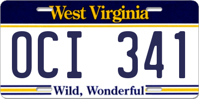 WV license plate OCI341
