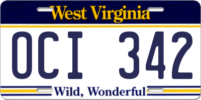 WV license plate OCI342